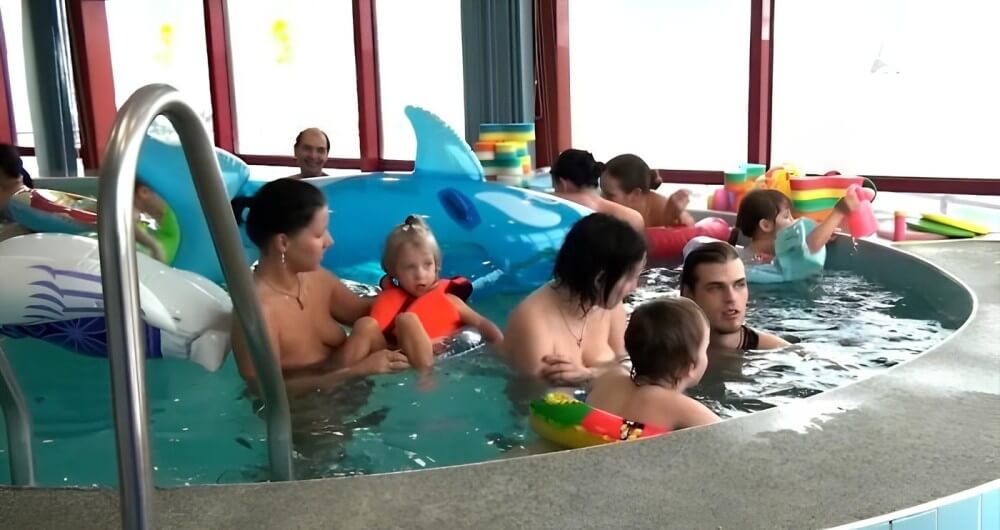 Indoor Swim Exercise - In naturism, sincerity and openness toward others are valued