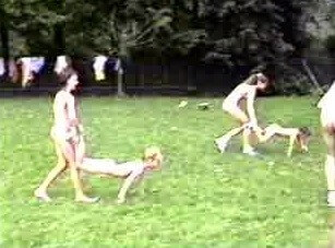 A nudist gathering at the stadium and sports - Naturism and nudism are a path to inner freedom