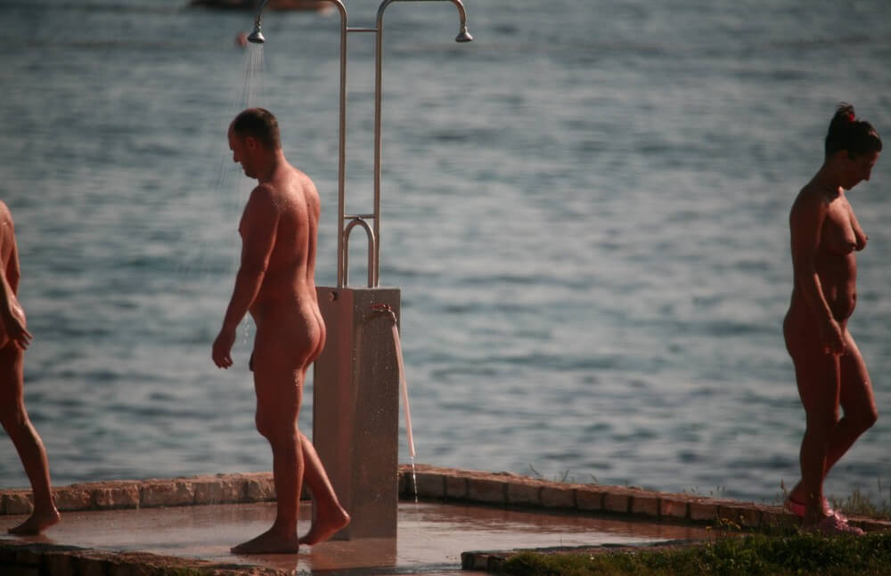 Naturist Shower at Dusk pics - Rejecting Swimsuits