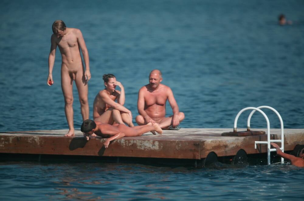Naturist Family Water Slab pics - In naturism, people are equal regardless of circumstances