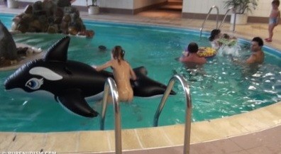 Naturism - Indoor dolphin ride Full HD upd - Being naked helps one feel a sense of freedom